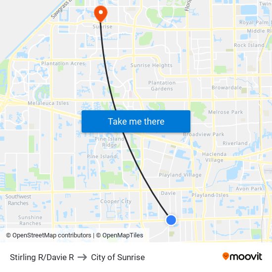 Stirling R/Davie R to City of Sunrise map