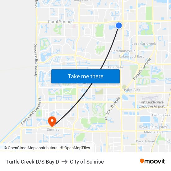 TURTLE CREEK D/S BAY D to City of Sunrise map