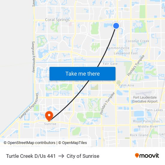 Turtle Creek D/Us 441 to City of Sunrise map