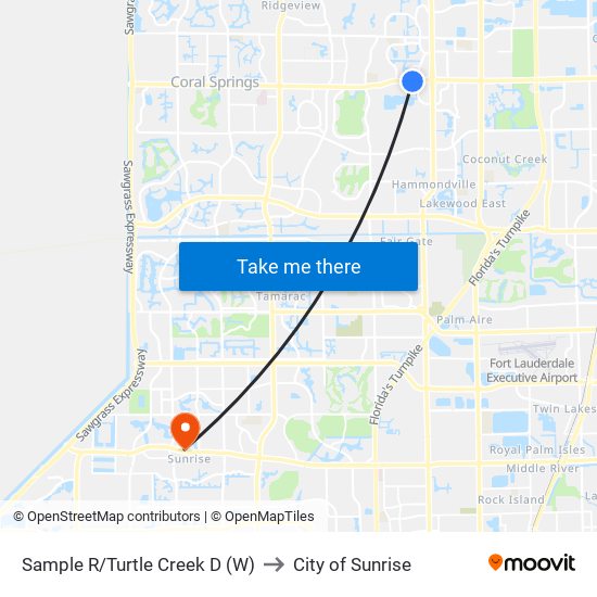 Sample R/Turtle Creek D (W) to City of Sunrise map