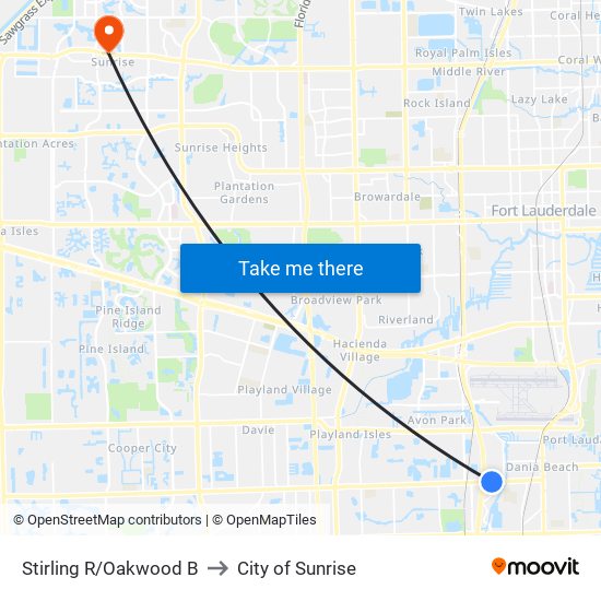 Stirling R/Oakwood B to City of Sunrise map