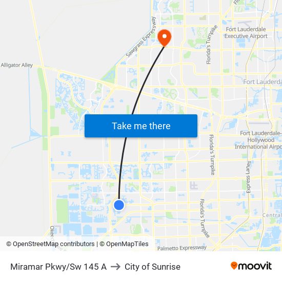 Miramar Pkwy/Sw 145 A to City of Sunrise map