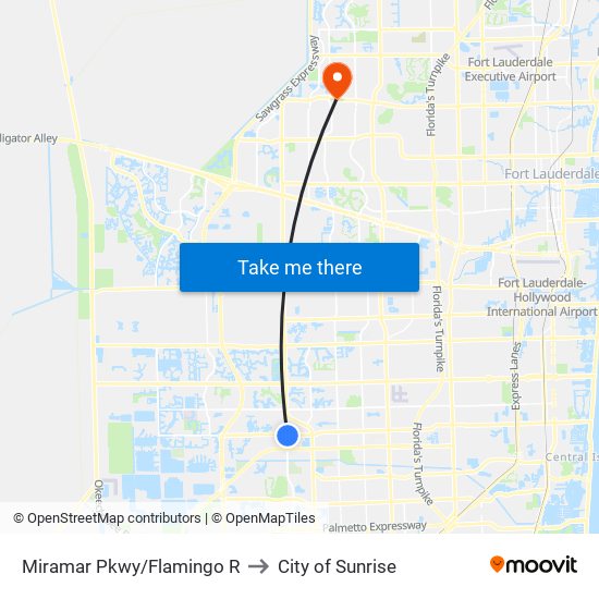 Miramar Pkwy/Flamingo R to City of Sunrise map