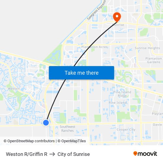 Weston R/Griffin R to City of Sunrise map