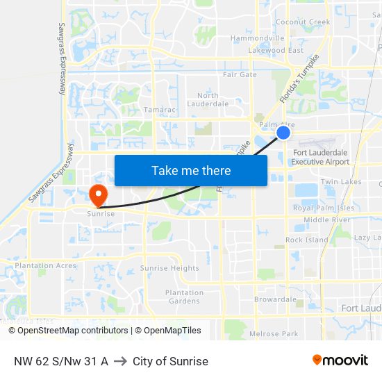 NW 62 S/Nw 31 A to City of Sunrise map