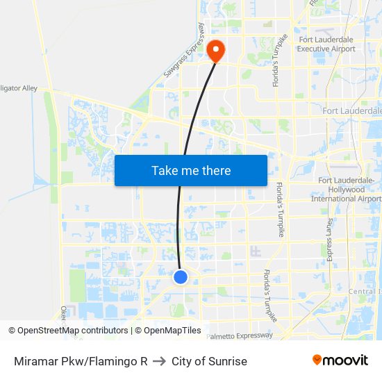 Miramar Pkw/Flamingo R to City of Sunrise map