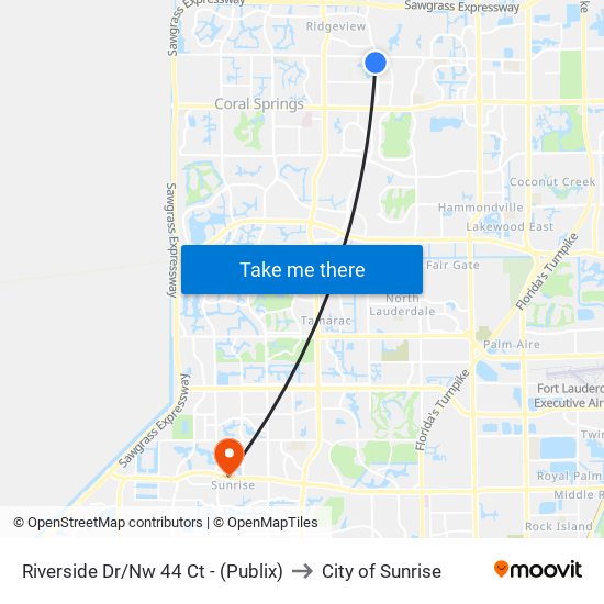 Riverside Dr/Nw 44 Ct - (Publix) to City of Sunrise map
