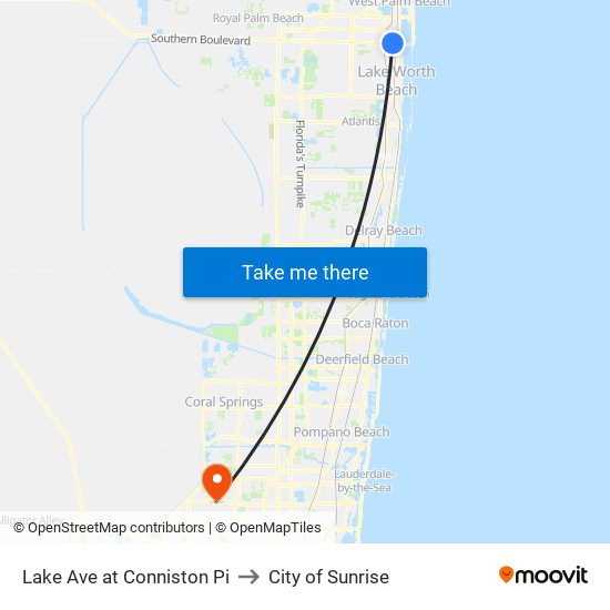 Lake Ave at Conniston Pi to City of Sunrise map