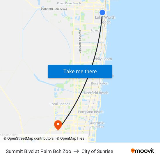 Summit Blvd at  Palm Bch Zoo to City of Sunrise map
