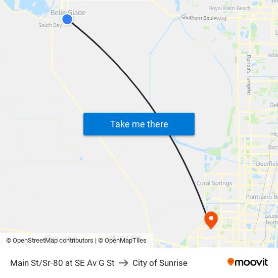 Main St/Sr-80 at SE Av G St to City of Sunrise map