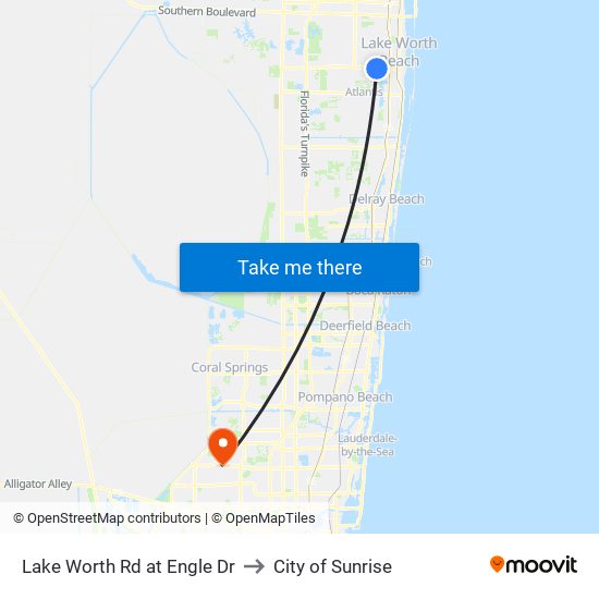 Lake Worth Rd at Engle Dr to City of Sunrise map