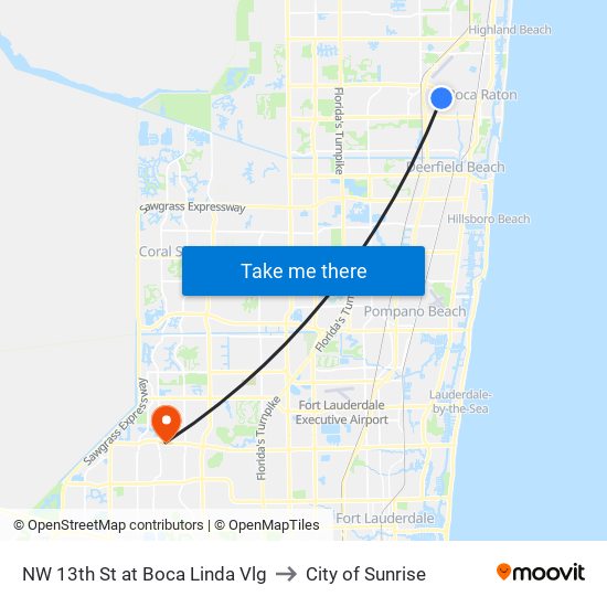 NW 13TH ST at BOCA LINDA VLG to City of Sunrise map