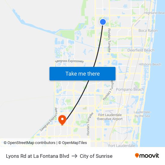 LYONS RD at  LA FONTANA BLVD to City of Sunrise map