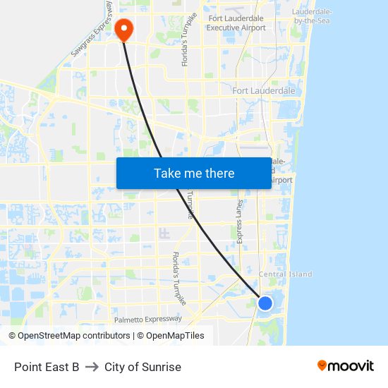 Point East B to City of Sunrise map