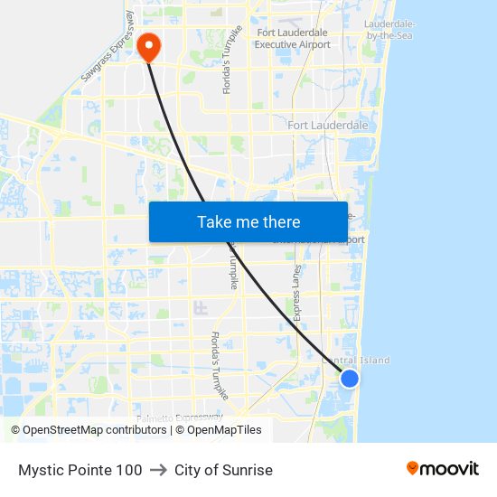 Mystic Pointe 100 to City of Sunrise map