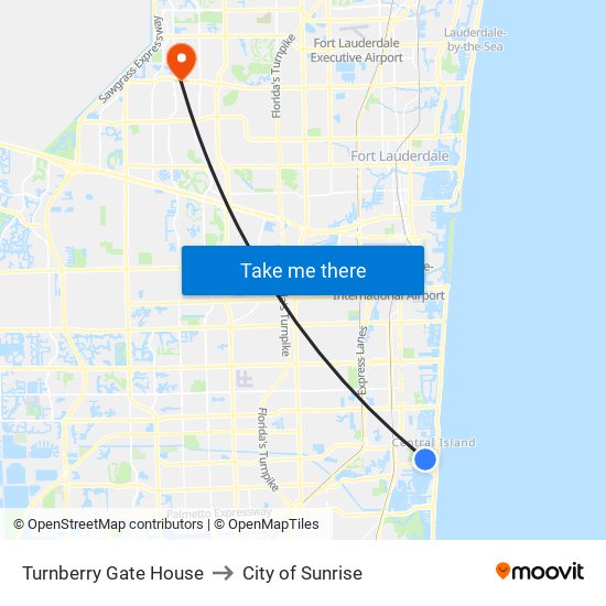 Turnberry Gate House to City of Sunrise map