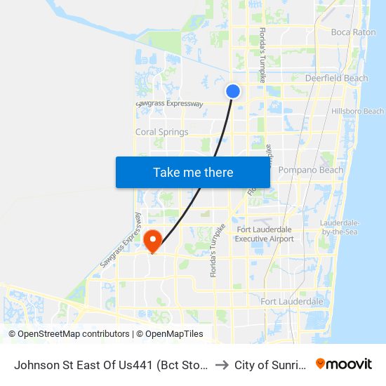 Johnson St East Of Us441 (Bct Stop) to City of Sunrise map