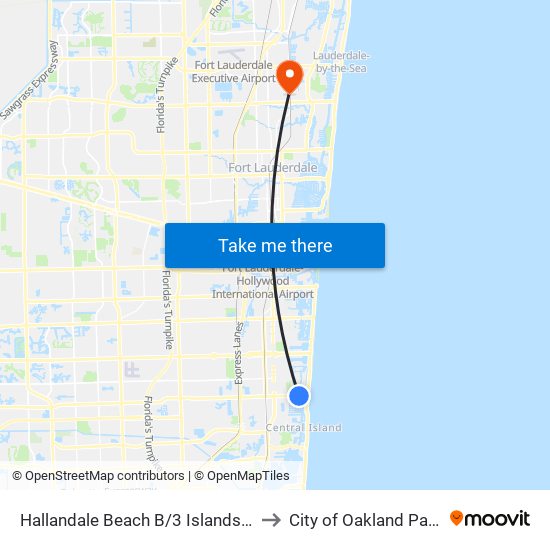 HALLANDALE BEACH B/3 ISLANDS B to City of Oakland Park map