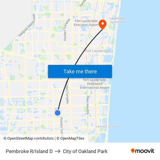 PEMBROKE R/ISLAND D to City of Oakland Park map