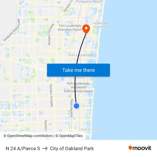 N 24 A/Pierce S to City of Oakland Park map