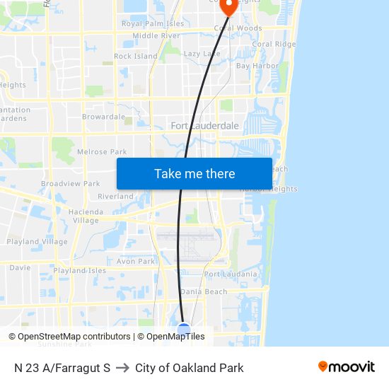 N 23 A/Farragut S to City of Oakland Park map