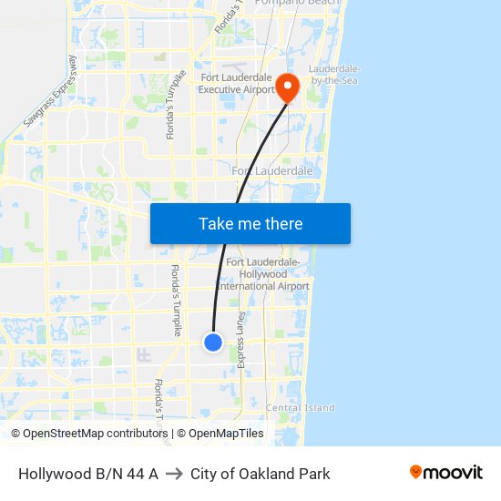 Hollywood B/N 44 A to City of Oakland Park map