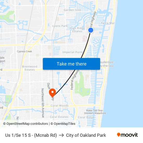 Us 1/Se 15 S - (Mcnab Rd) to City of Oakland Park map