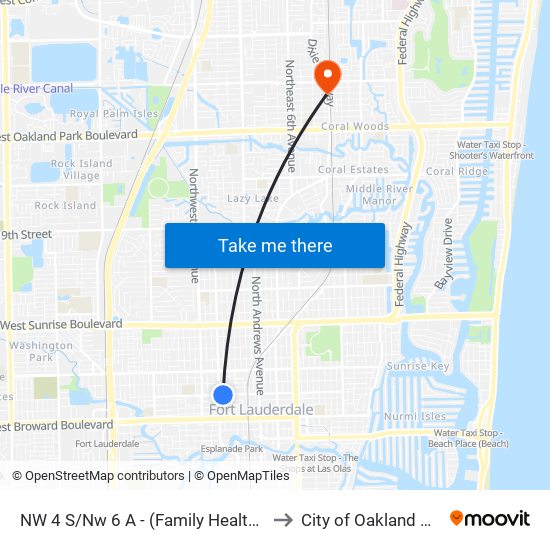 NW 4 S/NW 6 A - (FAMILY HEALTH CTR) to City of Oakland Park map