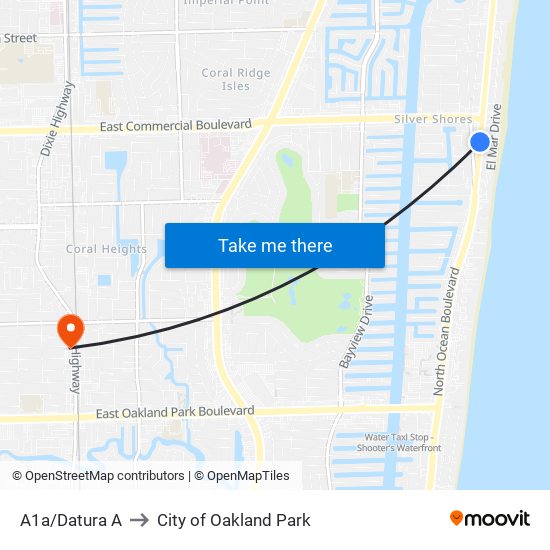 A1a/Datura A to City of Oakland Park map