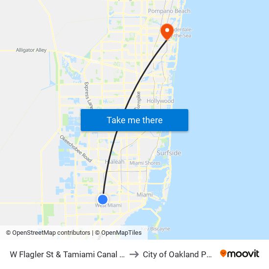 W Flagler St & Tamiami Canal Rd to City of Oakland Park map