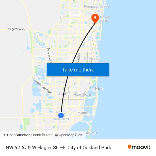 NW 62 Av & W Flagler St to City of Oakland Park map