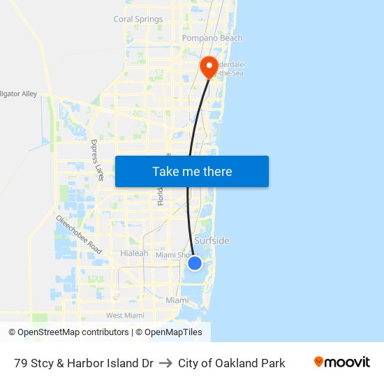 79 Stcy & Harbor Island Dr to City of Oakland Park map