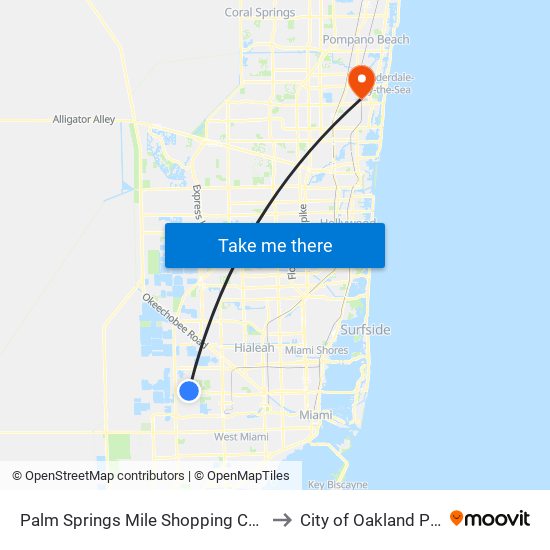 Palm Springs Mile Shopping Center to City of Oakland Park map