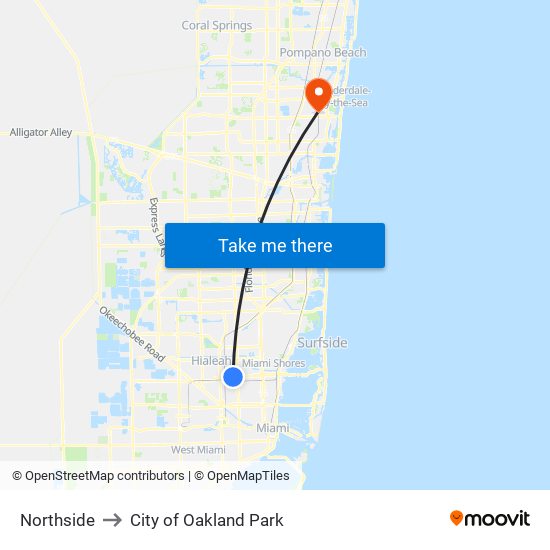 Northside to City of Oakland Park map