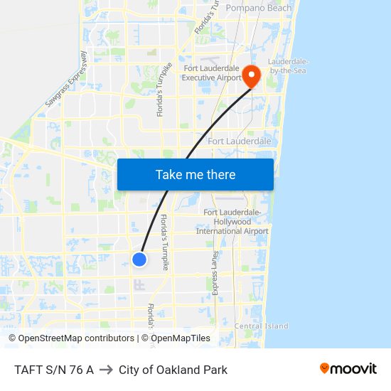 Taft S/N 76 A to City of Oakland Park map