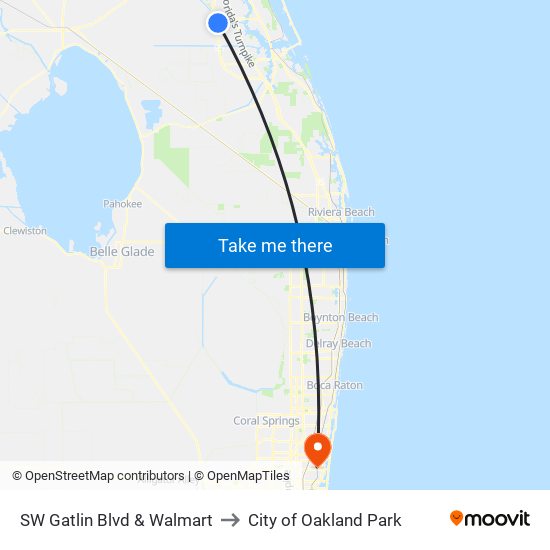 SW Gatlin Blvd & Walmart to City of Oakland Park map