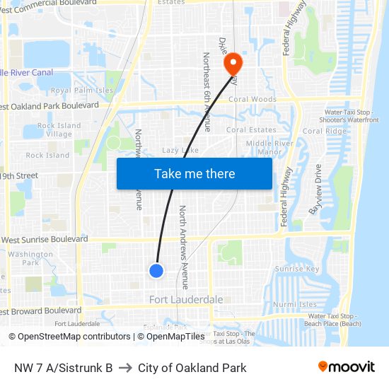 NW 7 A/Sistrunk B to City of Oakland Park map