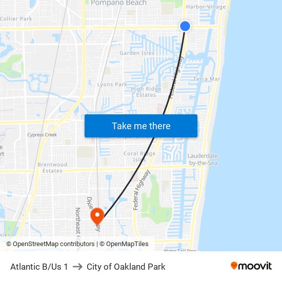 ATLANTIC B/US 1 to City of Oakland Park map