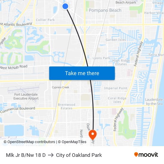 Mlk Jr B/Nw 18 D to City of Oakland Park map