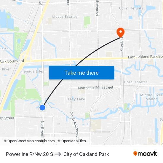 Powerline R/Nw 20 S to City of Oakland Park map