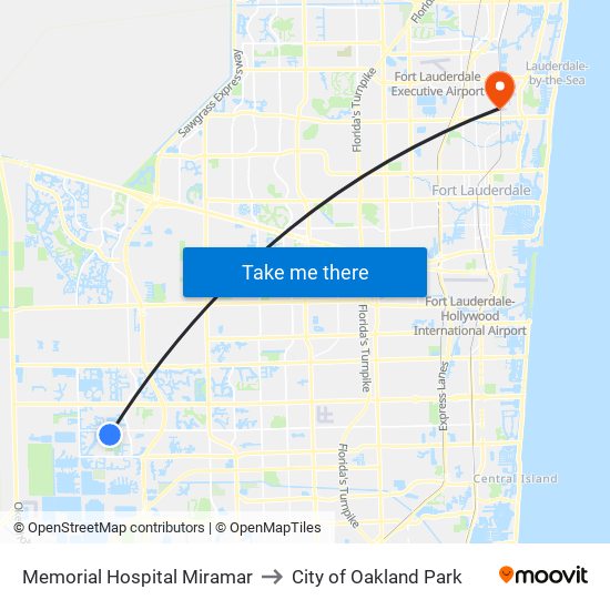 Memorial Hospital Miramar to City of Oakland Park map