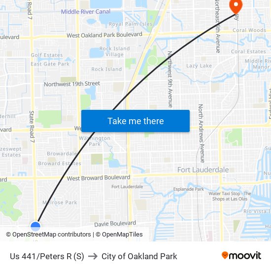 Us 441/Peters R (S) to City of Oakland Park map