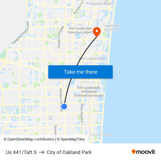 Us 441/Taft S to City of Oakland Park map