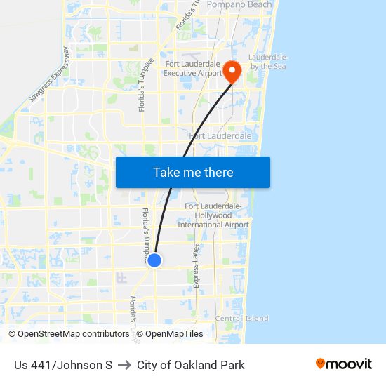 Us 441/Johnson S to City of Oakland Park map