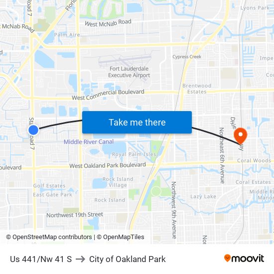 Us 441/Nw 41 S to City of Oakland Park map