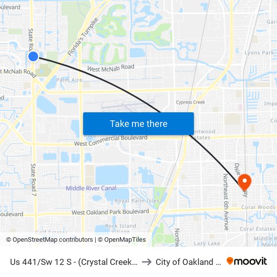 Us 441/Sw 12 S - (Crystal Creek Plaza) to City of Oakland Park map