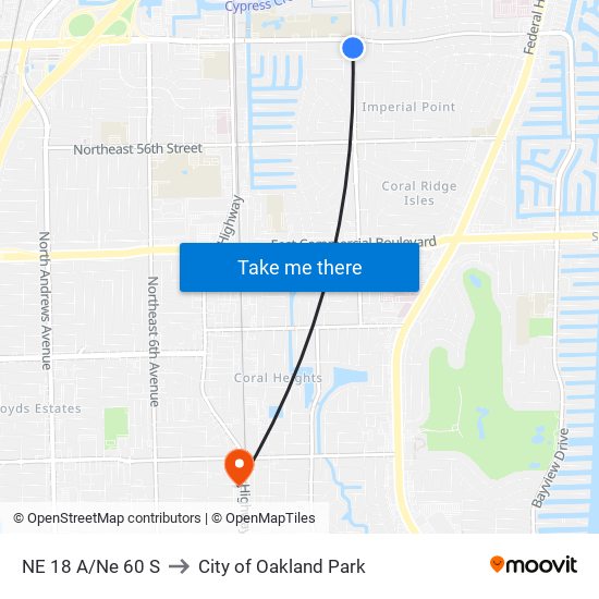 NE 18 A/Ne 60 S to City of Oakland Park map