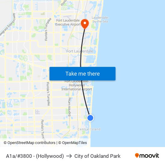 A1a/#3800 - (Hollywood) to City of Oakland Park map