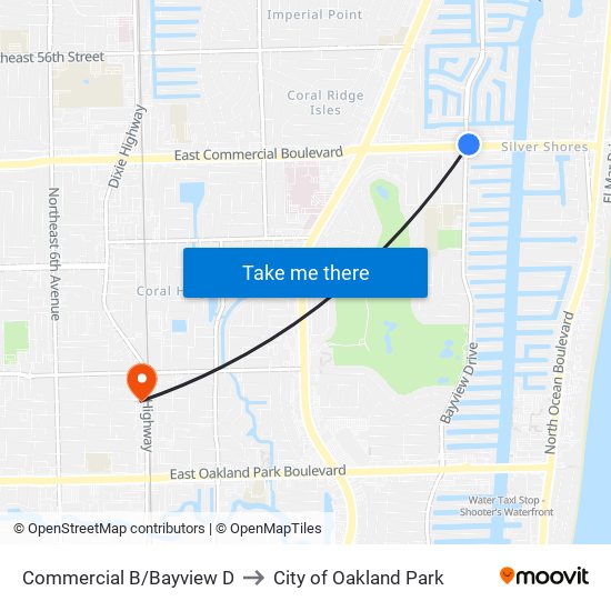 Commercial B/Bayview D to City of Oakland Park map