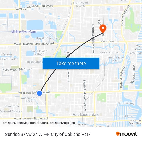 Sunrise B/Nw 24 A to City of Oakland Park map
